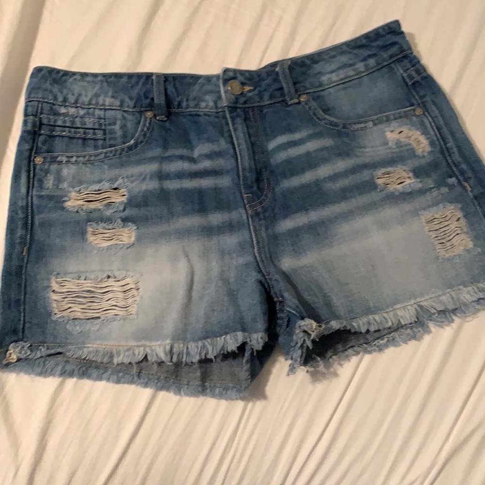 Buckle Black Distressed Shorts